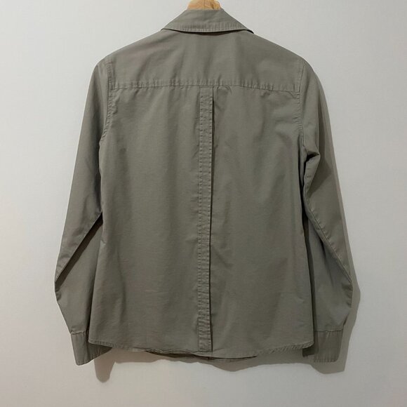 Vintage 90s Grey Button Down Shirt with Metal Hardware Cargo Utility Grunge Y2K - Picture 9 of 12